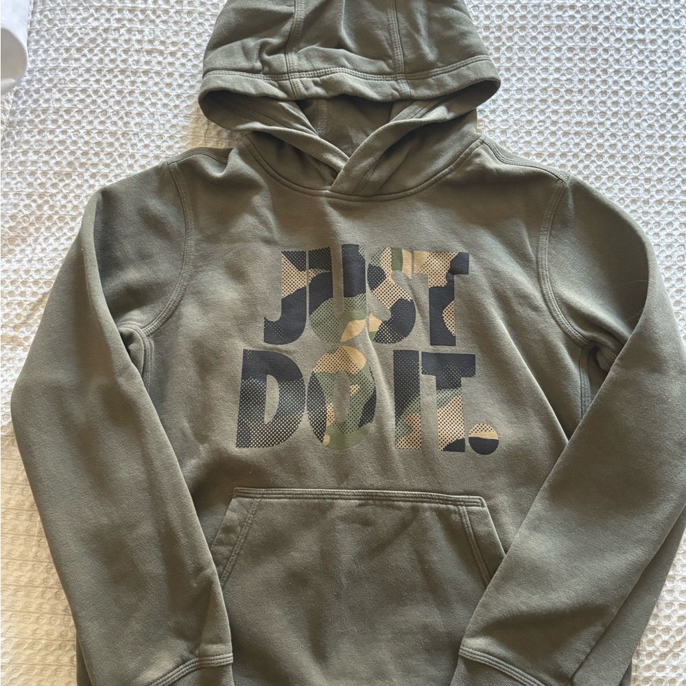 Nike Olive Green Hoodie with Camo Print